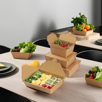 AT PACK Gobelet en papier kraft écologique, recyclable et jetable, carré et rond, récipient en papier pour aliments à emporter de qualité alimentaire