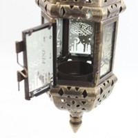 Lanternes d'hôtel transfrontalières en fer forgé de style européen, semi-artisanales, en verre, pour bougies suspendues, en stock