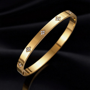 Bracelet de luxe en acier inoxydable pour femme, style taille fine, vente en gros de bijoux en acier inoxydable, bracelets tendance en zircon - Product Image 2