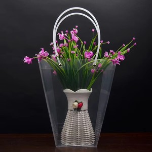 Sac fourre-tout transparent pour emballage de <span class=keywords><strong>fleuriste</strong></span> Sac cadeau transparent pour bouquet de fleurs avec poignée - Product Image 4