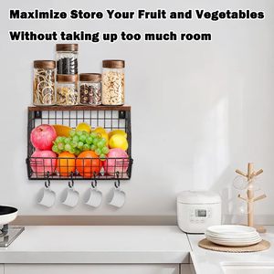 Metal Countertop Storage Rack Rectangle Black <b>Large</b> Capacity Fruit <b>Basket</b> Kitchen Living Room Storage - Product Image 3