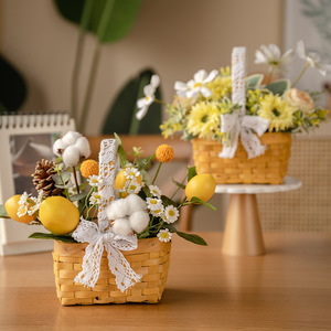 Panier de fleurs artificielles Haiyi avec tournesols et fruits, 30 cm, décoration de bureau pour salon ou vitrine - Product Image 2