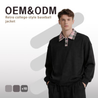 Veste de baseball double face de style collège rétro américain en gros d'usine pour hommes femmes 6XL col montant à carreaux brodés