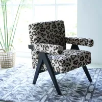 Fauteuil d'appoint à imprimé vache, fauteuil à dossier capitonné Chandigarh, fauteuil club, polyester, canapé simple, fauteuil de salon pour salon