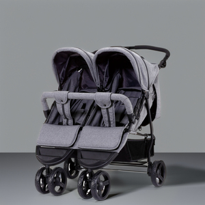 Convenient Travel System Twin Stroller Melange Fabric Foldable Buggy Double Pushchair Armrests Side-by-Side Baby <strong>Pram</strong> <strong>4</strong>-Wheel - Product Image 4