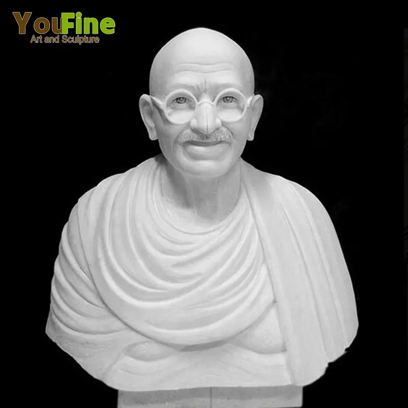 Tamanho natural de Pedra Branca de Mármore Busto Estátua de Gandhi para Venda