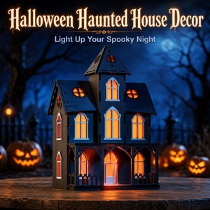 Décoration de maison hantée gothique en bois Dodge pour Halloween, 19,5x18,5x28,5cm, ornement de fête - Product Image 2