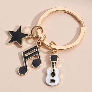 Instrumento Musical violín notas teclado <span class=keywords><strong>Piano</strong></span> auriculares llavero moda esmalte encanto llavero lindo llavero - Product Image 5