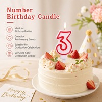 Bougie d'anniversaire à chiffres rouges sur fond blanc, de 0 à 9, pour gâteau, emballée individuellement sous blister, décoration de gâteau de fête