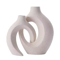Set vas keramik tanpa lapisan, dekorasi rumah Modern Nordic mewah Pot rumput Pampas dan vas bunga kering alami