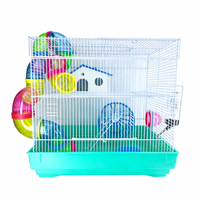 Cage à hamster en fer à 2 niveaux avec tunnel, villa de luxe, roue d'exercice, bouteille d'eau, maison pour petits animaux