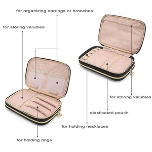BSCI factory Double Layer Travel Jewelry Organizer Jewelry Storage box <b>Carrying</b> <b>Cases</b> for Earrings Necklaces Rings bracelet - Product Image 2