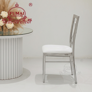 Stainless Steel Cross Back Hotel <b>Chair</b> with White Foam Cushion Modern Design Indoor Commercial Furniture - Product Image 2