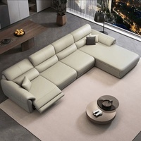 Modernes Minimalistisches Intelligentes Elektrisches Ledersofa mit Nullwand-Design aus Vollnarbenleder und Mehrfach Verstellbarem Winkel für Zuhause