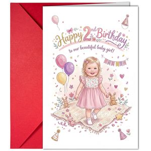 Biglietto d'<span class=keywords><strong>Auguri</strong></span> Divertente per <span class=keywords><strong>Compleanno</strong></span> <span class=keywords><strong>Bambina</strong></span> <span class=keywords><strong>1</strong></span>-10 Anni con Messaggio e Busta Vuota, Set in Carta Patinata - Vendita all'Ingrosso - Product Image 2