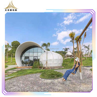 Structures de maisons préfabriquées d'extérieur, structure de tente à membrane tendue en PVDF, architecture en forme d'escargot, tentes de glamping de luxe, hôtel
