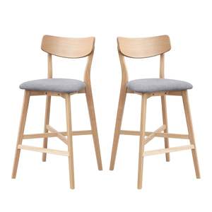 Juego de sillas de isla de cocina DB tapizadas suaves modernas, 2 taburetes de altura de mostrador con marco de madera con respaldo para Barra de casa - Product Image 2