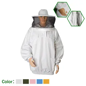 공장 공급 면 작업복 두건이 있는 양봉 한 벌 보호 의류 꿀벌 재킷