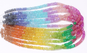 Compra cuentas de Rondelle suaves de piedra lunar arcoíris llamativas naturales con cuentas de Rondelle multicolor de 5 a 8mm para joyería artesanal - Product Image 2