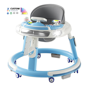 Marchette d'apprentissage pliable 4 en 1 avec roues et siège trotteur multifonction avec lumière musicale - Product Image 3