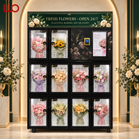 Distributeur automatique intelligent de fleurs fraîches réfrigérées à 10 compartiments avec écran tactile, paiement par carte et billets pour la vente de bouquets 24h/24 et 7j/7