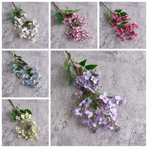 Fleur artificielle CallaFloral Daphne Odora, branche unique, violet clair et vert, PVC, décoration intérieure, bouquet de mariage - Product Image 3