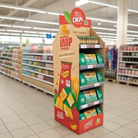 Présentoir de palette au détail de position de grande taille d'affichage de biscuits de carton de quantité minimale de commande bas affichage de plancher de la publicité de chocolat du marché superbe
