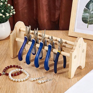 Wooden Pliers Organizer Storage Rack For Jewelry Making Tools <b>Desktop</b> Display <b>Shelves</b> With 5 Slots For Craft Supplies - Product Image 1