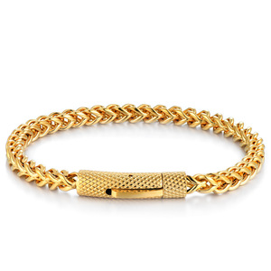 18K Gold Plated Stainless Steel Chain Bracelet Classic Stylish Wrist Jewelry <b>For</b> <b>Men</b> - Product Image 5