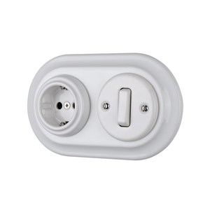 Enchufe de pared de <span class=keywords><strong>porcelana</strong></span> europeo alemán eléctrico <span class=keywords><strong>Vintage</strong></span> de cerámica empotrada - Product Image 4