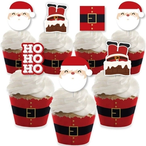 Ensemble de Décorations et Embellissements pour Cupcakes de Noël Père Noël pour la Pâtisserie des Fêtes et les Présentoirs de Desserts Festifs - Product Image 1