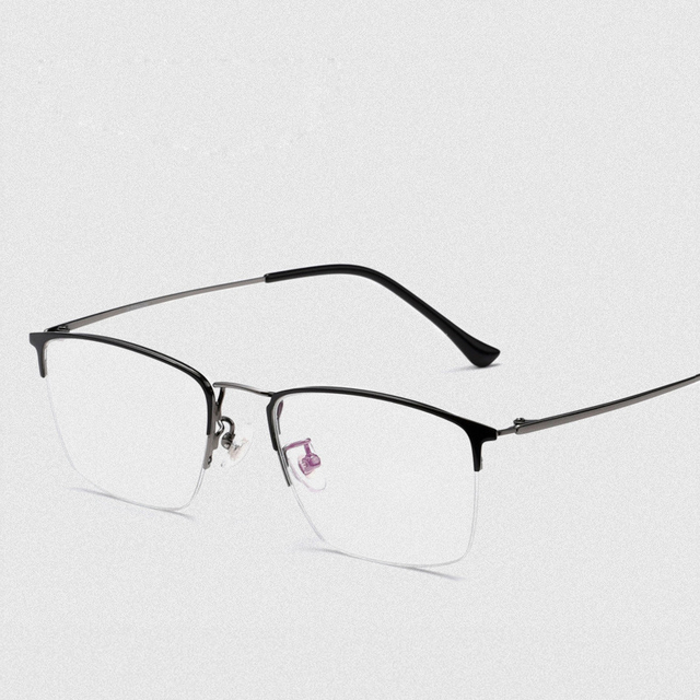 Wholesale Fashion Half Metal Frame Men Glasses Spectacle Frames Optical Eyeglasses Frames Pure Titanium Half Rim Eyewear