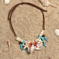 Collier artisanal en coquillages, conques et étoiles de mer pour femme – Bijoux décontractés pour l'été, la plage et les voyages – Vente en gros