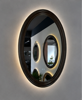 Miroir de maquillage intelligent à LED mural avec contrôle tactile anti-buée, lumière tricolore, pour salon et appartement, lentilles en aluminium