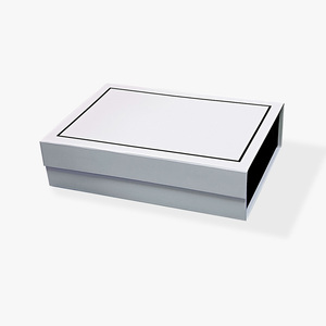 20x15x5.5cm Custom Logo Printing Low MOQ White Gift Magnetic Boxes with Black Border on Box Lid