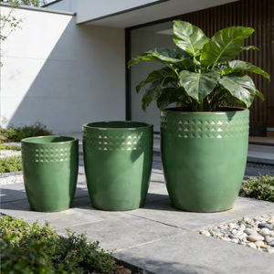 Jardinières en céramique verte Vente en gros Grands pots à fleurs pour jardins et patios pour balcon et <span class=keywords><strong>cour</strong></span> - Product Image 4