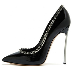 Newest Women Dress High Heels Female 12cm Thin Heel Stiletto <b>Shoes</b> Women Big Size 45 Metal Chain Dress <b>Shoes</b> - Product Image 2
