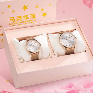 Reloj de Cuarzo para Pareja Mark Fairwhale, Esfera con Degradado de Rayos de Sol, Código de Amor 13.14, Resistente al Agua 30m, Conjunto con Brazalete de Acero FW-3340 - Product Image 1