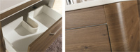 Meuble-lavabo mural moderne en MDF de qualité hôtelière avec vasque en céramique, robinet et système de drainage inclus
