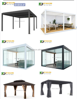 Pergola électrique rétractable DF en aluminium, toit à lames orientables étanche, entièrement motorisée, pare-soleil pliant, résistant à la lumière, finition poudrée