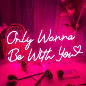 ป้ายนีออนแต่งงานแค่อยากอยู่กับคุณด้วยหัวใจ Led ตกแต่งปาร์ตี้ไฟนีออนสีชมพูสำหรับตกแต่งผนัง - Product Image 1