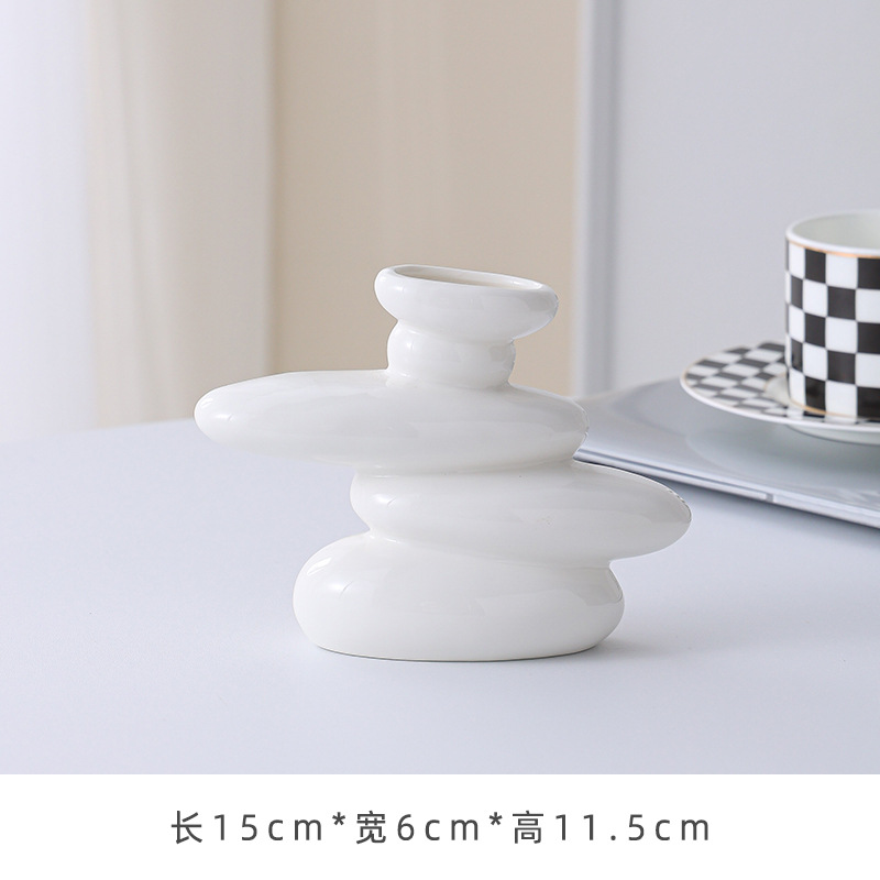 Short pebble vase [pure white]]