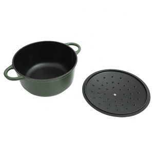 Ensemble de casseroles <span class=keywords><strong>en</strong></span> <span class=keywords><strong>fonte</strong></span> émaillée vert foncé de haute qualité, antiadhésif, pour restaurant, marque Bright Houseware - Product Image 3