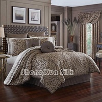 Ensemble de housse de couette 100% soie, couleur unie, satin tissé, literie 4 pièces, 300TC, linge de lit personnalisé pour la maison