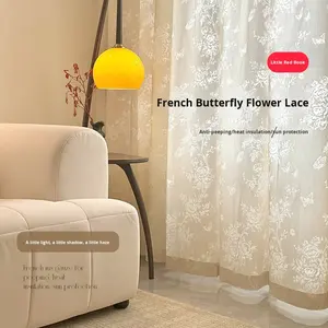 Rideau Ballon Tissé Haut <span class=keywords><strong>de</strong></span> Gamme Nouveau Style Sur Mesure Occultant <span class=keywords><strong>Miroir</strong></span> Anti-UV Filtrant la Lumière Motif Floral Polyester Toutes Saisons - Product Image 1