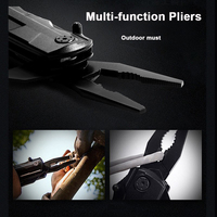 Pince multifonction compacte pliable en acier inoxydable de qualité industrielle avec lame de scie, lime, tournevis, couteau, clé OEM noire pour véhicule