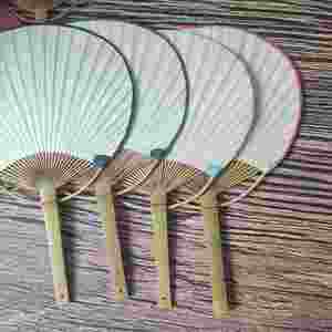 Abanico de Papel Uchiwa de Bambú Chino Ecológico, Decoración Blanca para Bodas con Técnica de Tallado Floral para Fiestas y Eventos - Product Image 5