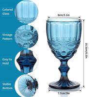 Verres à vin vintage en cristal coloré gaufré, prix de gros abordable, couleurs personnalisables, capacité 200-300 ml, qualité alimentaire