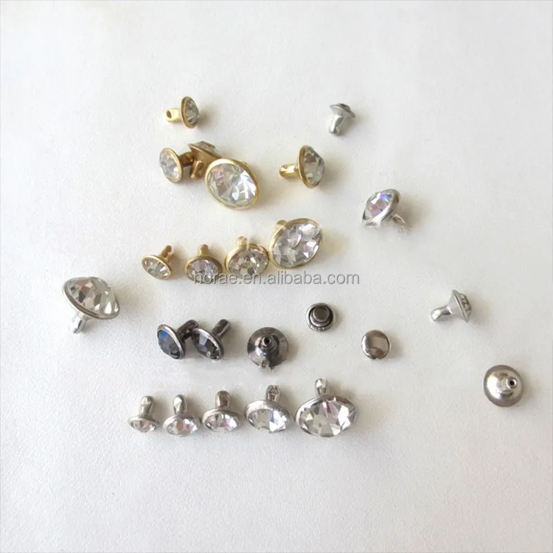 ZD002 Crystal Rivets Rhinestone Rivets Clear Silver Diamond Studs And Rivets For Bags