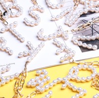 Collier à chaîne cubaine tendance Zooying 2021 avec pendentif initial en perle pour femmes
